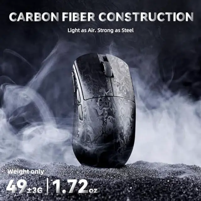 Alt view image 2 of 5 - ATTACK SHARK R11 Ultra 8K Carbon Fiber Wireless Gaming Mouse,PAW3950MAX 42K DPI Sensor,49g Superlight Ergonomic Computer Mice with Tri-Mode,70M Switch Cloud Driver for Win/Mac/PC Gamer,Ink Blade