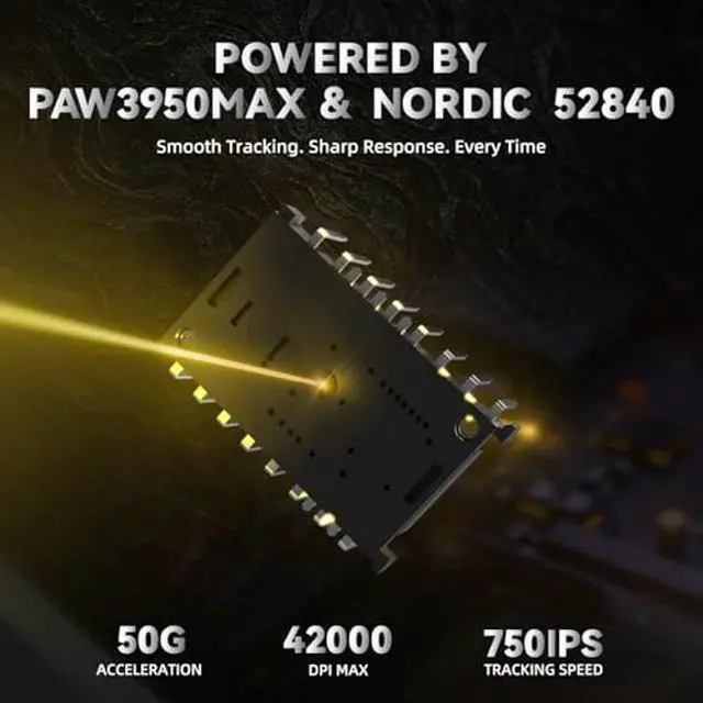 Alt view image 4 of 5 - ATTACK SHARK R11 Ultra 8K Carbon Fiber Wireless Gaming Mouse,PAW3950MAX 42K DPI Sensor,49g Superlight Ergonomic Computer Mice with Tri-Mode,70M Switch Cloud Driver for Win/Mac/PC Gamer,Ink Blade