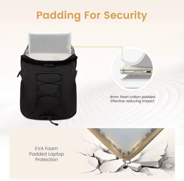 Alt view image 4 of 5 - LOVEVOOK Laptop Backpack for Women Men with Pouch Pocket for Large Capacity Cup,17 Inch Waterproof Travel Work Computer Laptop Bag College Teacher Backpack Purse,Lightweight Hiking Overnight Bag,Black