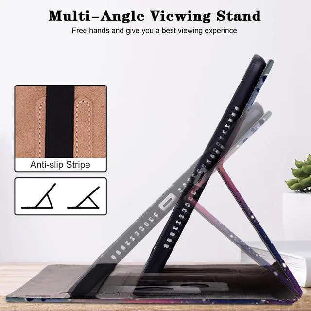 Alt view image 3 of 5 - Case for Kindle Fire HD 10 & 10 Plus Tablet (13th/11th Generation, 2023/2021 Release) 10.1" - PU Leather Flip Case with Elastic Band & Card Slots/Holder, Multi-Angle Stand Cover - Mandala