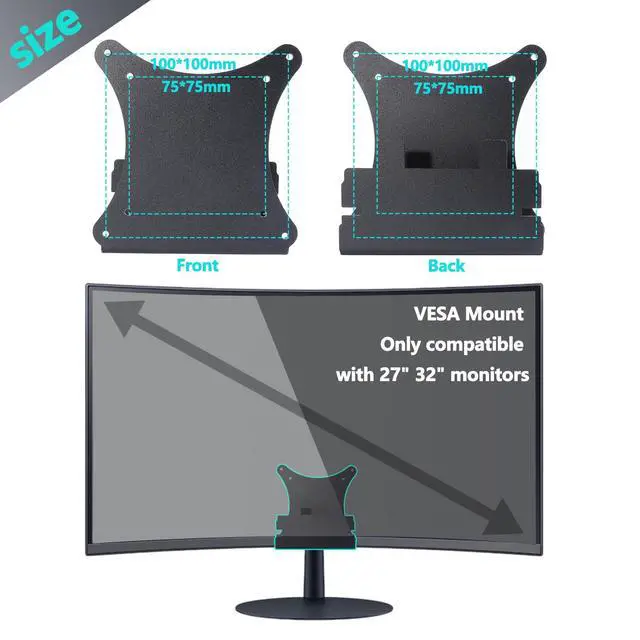 Alt view image 5 of 5 - S39C Mount Adapter is Only Compatible with Samsung S39C T550 Curved MonitorFits 27" S39C, 32" S39C, CF27T55, CF32T55 Monitor