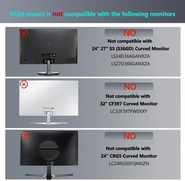 Alt view image 3 of 5 - S39C Mount Adapter is Only Compatible with Samsung S39C T550 Curved MonitorFits 27" S39C, 32" S39C, CF27T55, CF32T55 Monitor
