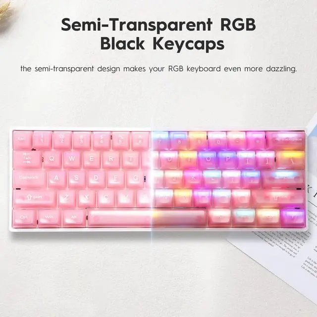 Alt view image 3 of 5 - Pink Jelly keycaps, Clear keycaps 115 Keys Set, MDA Profile keycaps Set Transparent Pink Cute Style, Suitable for 60%, 65%, 75%, 80%,85%,100% MX Switch Mechanical Keyboards