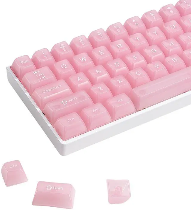 Main image of Pink Jelly keycaps, Clear keycaps 115 Keys Set, MDA Profile keycaps Set Transparent Pink Cute Style, Suitable for 60%, 65%, 75%, 80%,85%,100% MX Switch Mechanical Keyboards
