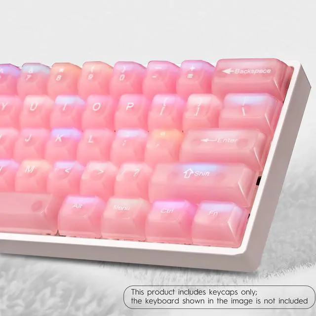 Alt view image 4 of 5 - Pink Jelly keycaps, Clear keycaps 115 Keys Set, MDA Profile keycaps Set Transparent Pink Cute Style, Suitable for 60%, 65%, 75%, 80%,85%,100% MX Switch Mechanical Keyboards