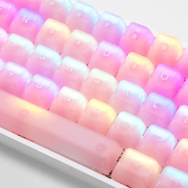 Alt view image 5 of 5 - Pink Jelly keycaps, Clear keycaps 115 Keys Set, MDA Profile keycaps Set Transparent Pink Cute Style, Suitable for 60%, 65%, 75%, 80%,85%,100% MX Switch Mechanical Keyboards