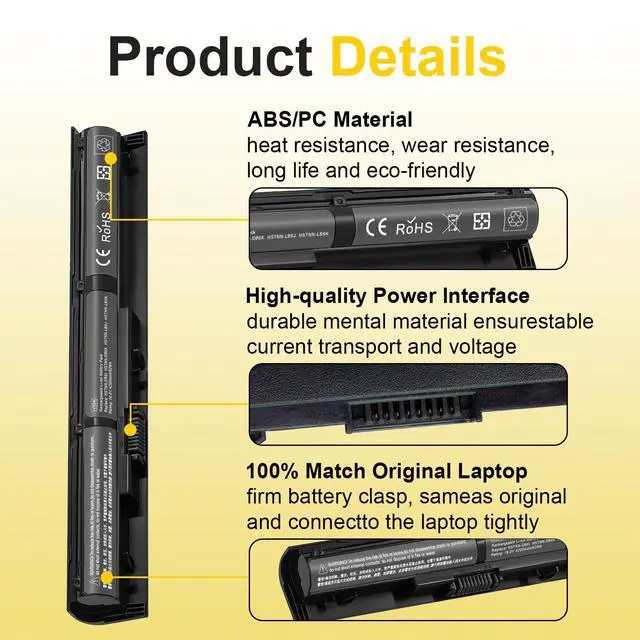 Alt view image 3 of 5 - 4200mAh 62Wh VI04 V104 Laptop Battery Replacement for HP Pavilion 15/17, Envy 14/15/17, ProBook 440 445 450 455 G2 Series Compatible with 756745-001 756743-001 756744-001 HSTNN-DB6K TPN-Q139 Q140 Q141