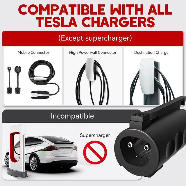 Alt view image 3 of 5 - MCEVKELN NACS to J1772 Adapter - for Tesla to J1772|Compact| Double Locks| 80A 250A| J1772 to Tesla Charger Adapter,for All SAE J1772 EVs with Tesla Chargers