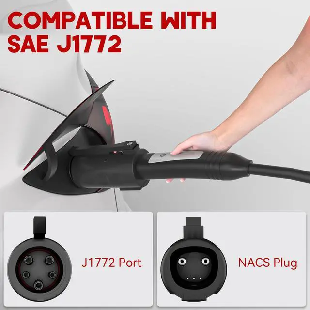 Alt view image 4 of 5 - MCEVKELN NACS to J1772 Adapter - for Tesla to J1772|Compact| Double Locks| 80A 250A| J1772 to Tesla Charger Adapter,for All SAE J1772 EVs with Tesla Chargers