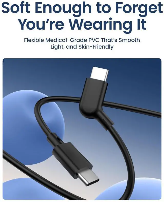 Alt view image 4 of 5 - AR Smart Glasses USB-C Charging Data & Power Supply Cable, 1.2M / 3.9FT  Compatible with XREAL Air/One, VITURE Pro XR, and More; 125° Ergonomic 18-Core, 20Gbps USB 3.2 Gen2, Ultra-Slim 2.6mm