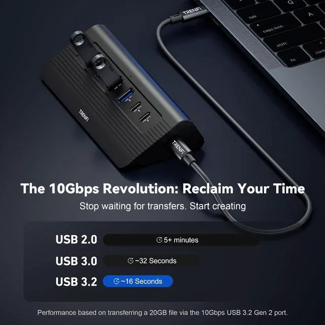 Alt view image 4 of 5 - TRENFI 10-in-1 USB C Hub with Detachable Cable, 10Gbps USB 3.2 Gen 2 Hub with 4K 60Hz HDMI, 100W Power Delivery & SD/TF Reader | Powered Docking Station for MacBook Pro/Air M4 M3, Mac mini (Midnight)