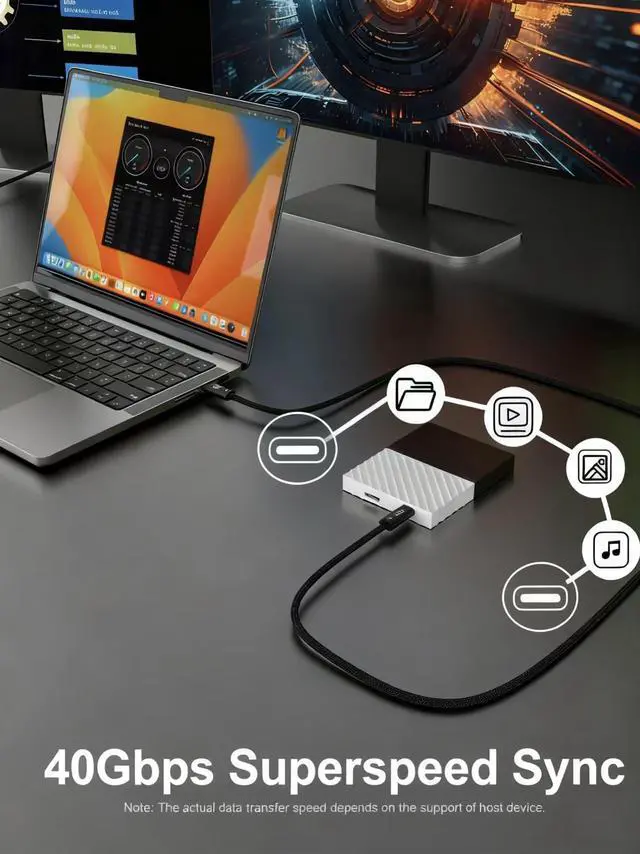 Alt view image 3 of 5 - USB C Cable for Thunderbolt 4 Cable, 6.6ft USB C Cable, 8K HD Display, 240W Charging and 40Gbps Data Transfer Compatible with MacBook Pro/Air, iPad Pro, iPhone 16/17