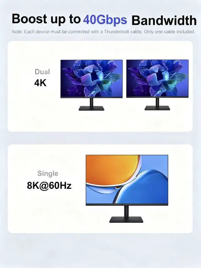 Alt view image 5 of 5 - USB C Cable for Thunderbolt 4 Cable, 6.6ft USB C Cable, 8K HD Display, 240W Charging and 40Gbps Data Transfer Compatible with MacBook Pro/Air, iPad Pro, iPhone 16/17