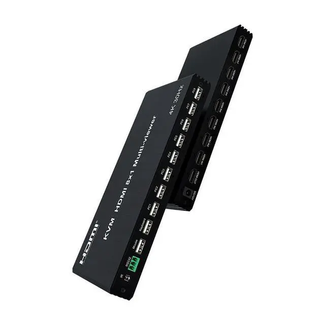 Alt view image 5 of 5 - KVM HDMI 8x1 Multi-Viewer 4K@30Hz | 8-Port HDMI Switch with USB Keyboard Control | 8-Screen Splitter for PC/PS5/Xbox | IR & RS232 Support | 340MHz Bandwidth | Meeting Room/Studio