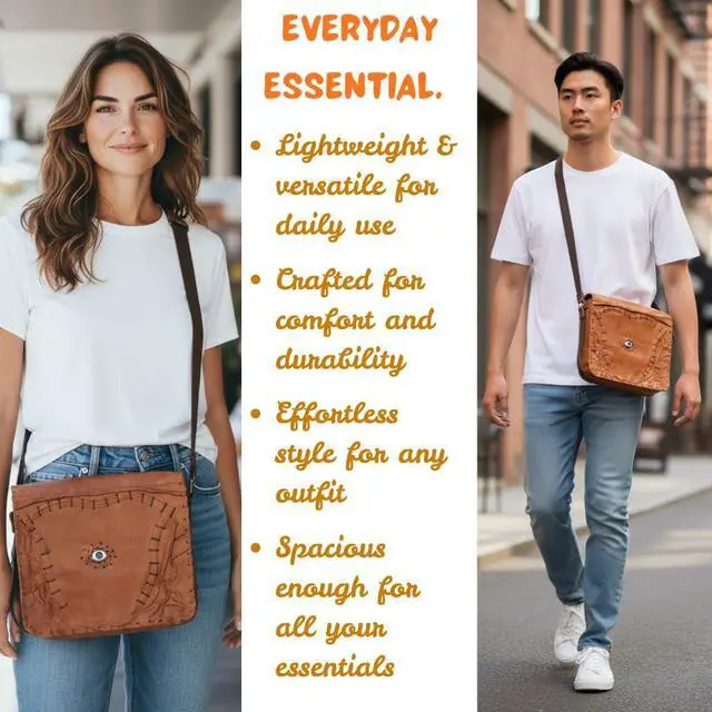 Alt view image 4 of 5 - Tannerio hocus pocus Leather Bag for Men & Women  Handmade Hocus Pocus Shoulder Handbag, Genuine Leather Halloween Crossbody Bag (green eye)