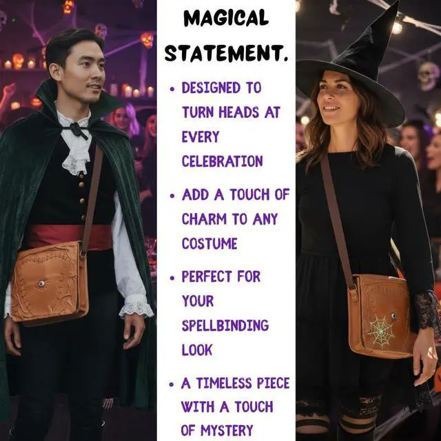 Alt view image 5 of 5 - Tannerio hocus pocus Leather Bag for Men & Women  Handmade Hocus Pocus Shoulder Handbag, Genuine Leather Halloween Crossbody Bag (green eye)