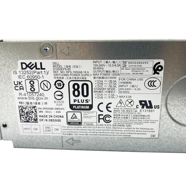 Alt view image 3 of 4 - BestParts New 1000W Power Supply Compatible with Dell T3660 XPS 8950 8960 Alienware Aurora R13 R14 R15 Inspiron 3910