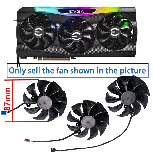 Alt view image 2 of 5 - BestParts New Graphics Card Video Card Cooling Fan Replacement for EVGA RTX3070 3070ti 3080 3080ti 3090 FTW3 PLD09220S12H 87mm 4pin
