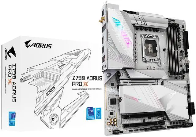 Main image of GIGABYTE Z790 AORUS PRO X LGA 1700 ATX Motherboard, Support Intel Core 14th/13th/12th Gen, DDR5, 18+1+2 Power Phase, 5X M.2, PCIe 5.0, USB-C 3.2, WIFI7, 5GbE LAN, Q-Flash Plus, EZ-Latch
