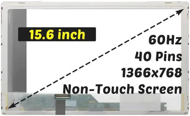 Alt view image 2 of 5 - B156XTN02.1 B156XTN02.0 B156XTN02.2 Replacement for Dell Latitude E5510 E6510 M4500 P19F001 LP156WH2-TPB1 LCD Screen 1366x768 15.6 inch 40 pins 60Hz LCD Screen Display (for Non-Touch Screen Only)