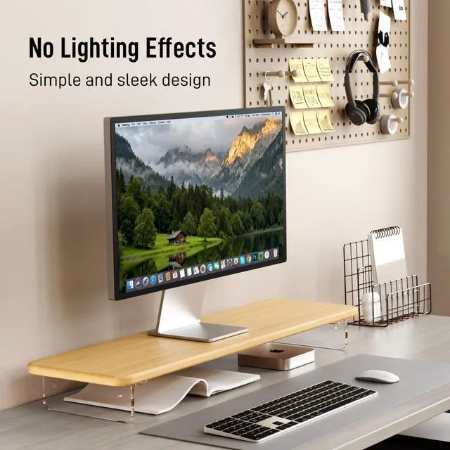 AFOOYO Monitor Stand Riser, Bamboo & Acrylic Computer Monitor Stand ...