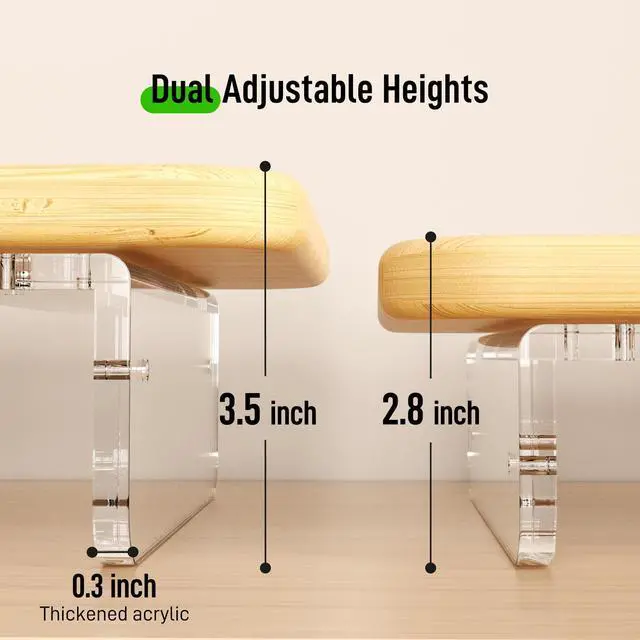 AFOOYO Monitor Stand Riser, Bamboo & Acrylic Computer Monitor Stand ...