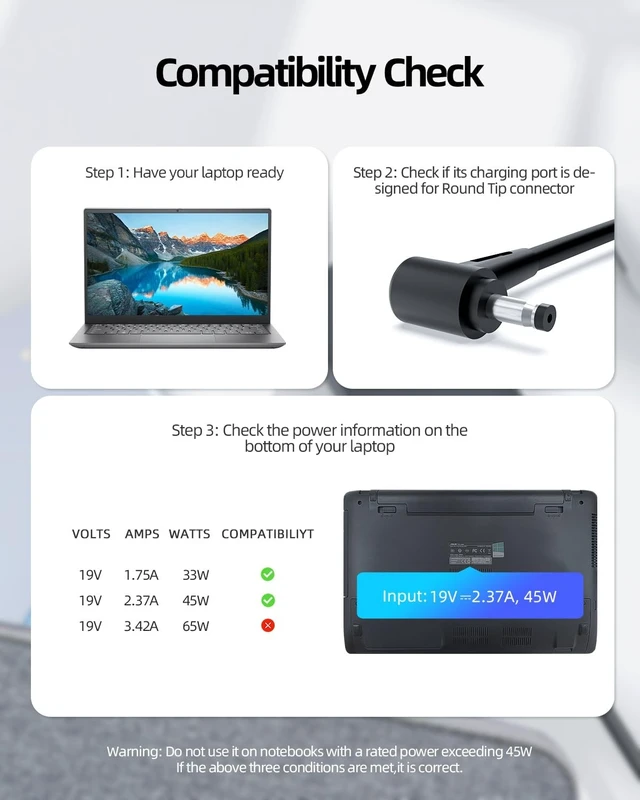 Alt view image 3 of 5 - Dexpt AC Charger Fit for Asus Q405 Q406 Q405UA Q405U Q406DA Q406D Laptop