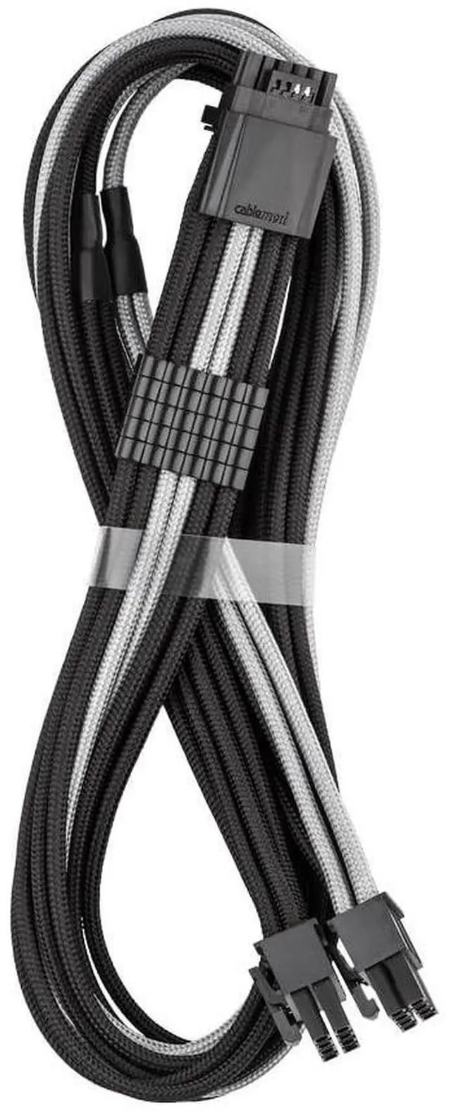 Main image of CableMod RT-Series Pro ModFlex Sleeved 12V-2x6 12VHPWR StealthSense PCIe Cable for ASUS/Seasonic/Phanteks (Black + Silver, 16-pin to Dual 8-pin, 60cm)