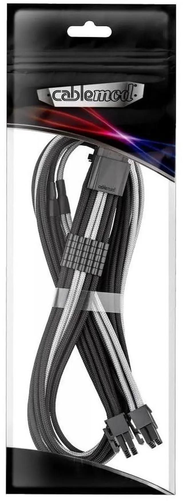 Alt view image 4 of 4 - CableMod RT-Series Pro ModFlex Sleeved 12V-2x6 12VHPWR StealthSense PCIe Cable for ASUS/Seasonic/Phanteks (Black + Silver, 16-pin to Dual 8-pin, 60cm)
