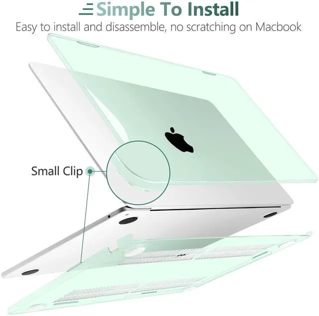 Alt view image 3 of 5 - TWOLSKOO for M4 MacBook Air 13.6 inch Case 2025-2022 Release M4 A3240 M3 A3113 M2 A2681, Plastic Hard Shell & Trackpad Film & Keyboard Cover & Screen Film for MacBook Air 13.6", Crystal Green