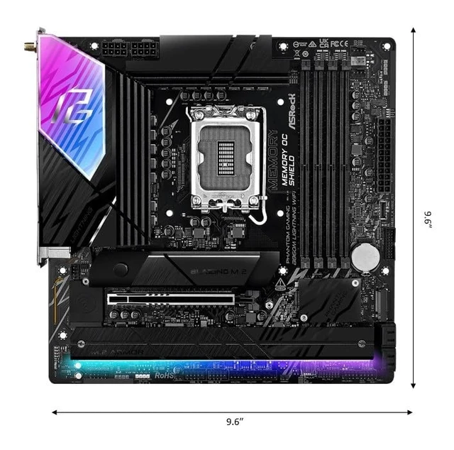 Alt view image 5 of 5 - ASRock B860M Lightning WiFi Motherboard - Intel B860, LGA1851, DDR5 8666+ (OC), PCIe 5.0, Thunderbolt 4, WiFi 6E, 12+1+1+1+1 Power Phase, 4X M.2, USB 3.2 Gen2, Killer 2.5G LAN