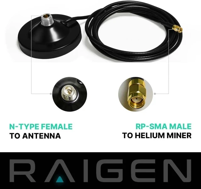 Alt view image 3 of 5 - Lora Fiberglass Antenna 915Mhz + Magnetic Base w/SMA Female 6.5ft Cable + SMA Male Adapter MHz for WiFi, IoT, RFID Systems, Helium Miner Nebra, RAK, Bobcat, SenseCAP (5.8 dbi)