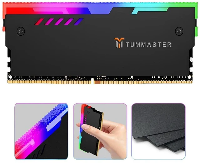 Alt view image 2 of 5 - TUMMASTER 5V 3PIN ARGB RAM Heatsink Memory Cooler for DIY PC Game MOD DDR3 DDR4 DDR5(Compatible with ASUS Aura Sync,GIGABYTE RGB Fusion and MSI Mystic Light SyncMemory not IncludedGY-06-Bl