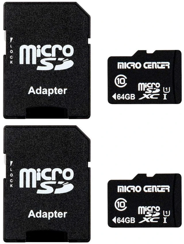 Main image of Micro Center 64GB Class 10 MicroSDHC Flash Memory Card with Adapter, 2Pack