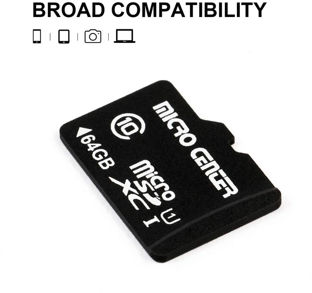 Alt view image 3 of 5 - Micro Center 64GB Class 10 MicroSDHC Flash Memory Card with Adapter, 2Pack