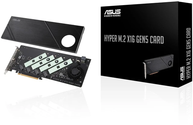 Main image of ASUS Hyper M.2 x16 Gen5 Card (PCIe 5.0/4.0) Supports Four NVMe M.2 (2242/2260/2280/22110) Devices up to 512 Gbps for AMD and Intel Platform RAID Functions.