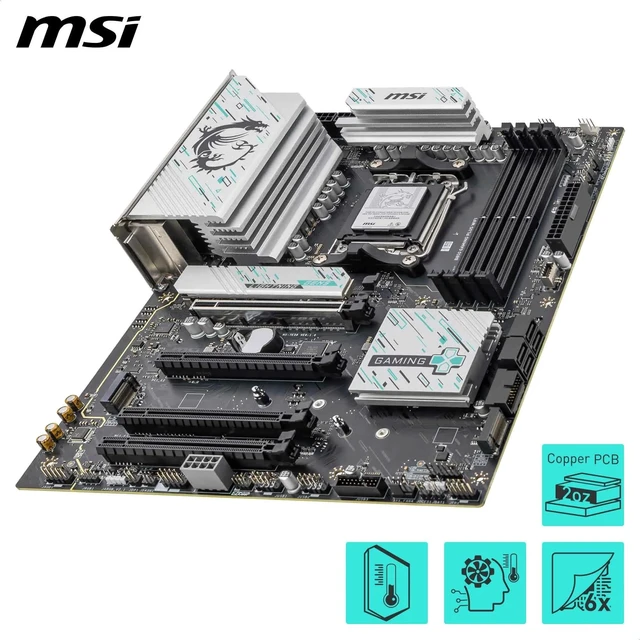 Alt view image 4 of 5 - MSI B850 Gaming Plus WiFi Motherboard, ATX - Supports AMD Ryzen 9000/8000 / 7000 Processors, AM5 - DDR5 Memory Boost 8200+ MT/s (OC), PCIe 5.0 x16 & 4.0 x16, M.2 Gen5, Wi-Fi 7, 5G LAN
