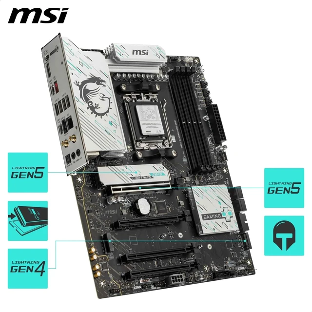 Alt view image 5 of 5 - MSI B850 Gaming Plus WiFi Motherboard, ATX - Supports AMD Ryzen 9000/8000 / 7000 Processors, AM5 - DDR5 Memory Boost 8200+ MT/s (OC), PCIe 5.0 x16 & 4.0 x16, M.2 Gen5, Wi-Fi 7, 5G LAN