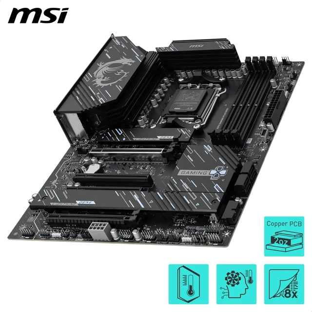 Alt view image 4 of 5 - MSI X870E Gaming Plus WiFi Motherboard, ATX - Supports AMD Ryzen 9000/8000 / 7000 Processors, AM5-60A SPS VRM, DDR5 Memory Boost 8200+ MT/s (OC), PCIe 5.0 x16 & 4.0 x4, M.2 Gen5, Wi-Fi 7, 5G LAN