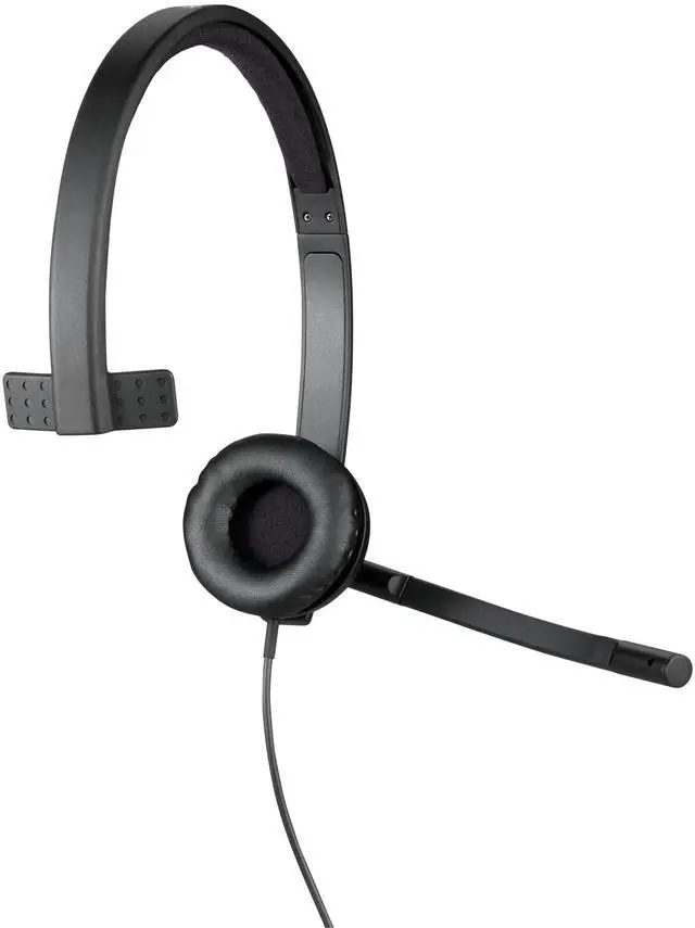Alt view image 2 of 3 - Logitech H570e Wired Headset, Mono Headphones with Noise-Cancelling Microphone, USB, In-Line Controls with Mute Button, Indicator LED, PC/Mac/Laptop - Black