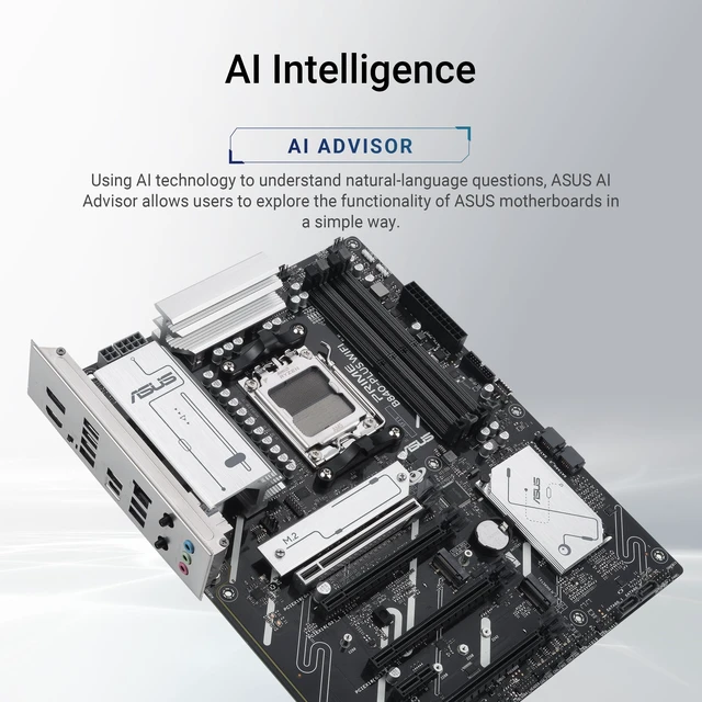Alt view image 2 of 5 - ASUS Prime B840-PLUS WiFi AMD AM5 B840 ATX Motherboard, Advanced AI Ready, DDR5, PCIe 4.0, 3X M.2, Wi-Fi 6E, 2.5Gb LAN, DisplayPort, HDMI, USB 10Gbps Type-A & Type-C, BIOS Flashback, Aura Sync RG