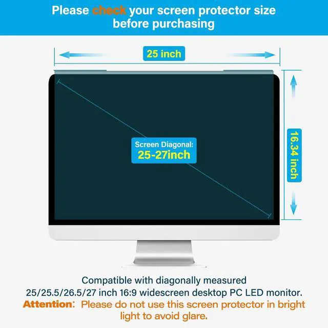 Alt view image 2 of 5 - MOSISO 25-27 inch Computer Blue Light Blocking Screen Protector Anti-UV Eye Protection Filter Film Panel for Diagonal 25,25.5,26.5,27 inch 16:9 Widescreen Desktop PC LED Monitor(25x16.34 inch/LxW)