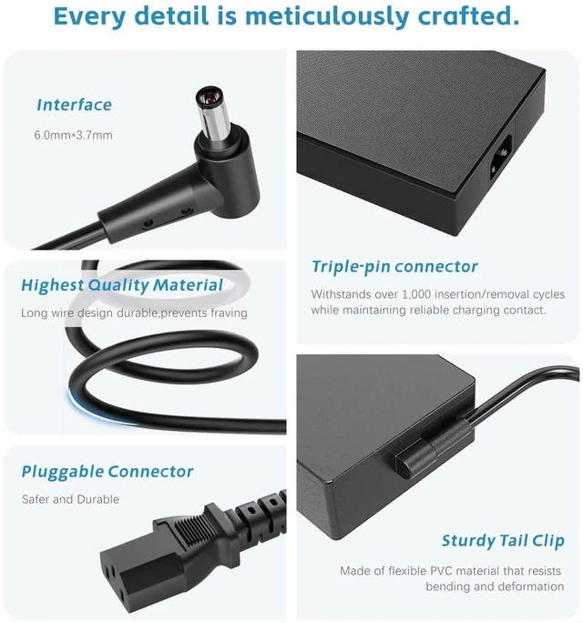 Alt view image 5 of 5 - LIFKAHY 240W Laptop Charger Compatible with Asus ROG Zephyrus G14 G15 M16 G16 S15 S17 ROG Flow X16 ROG Strix Scar 15,TUF Gaming A15 A17 F15 F16 F17 AD240-00E ADP-240EB B Gaming Laptop 20V/12A Adapt