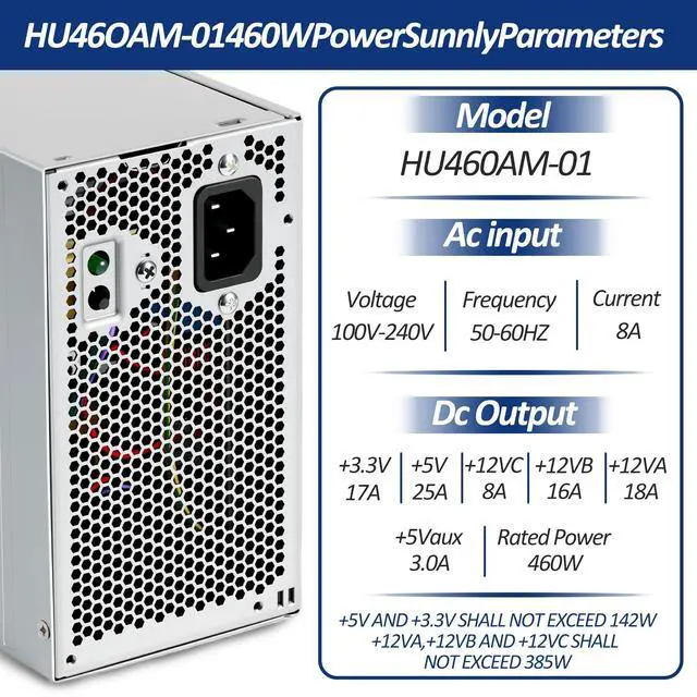 Alt view image 3 of 5 - Upgraded HU460AM-01 WC1T4 D460AM-03 460W Power Supply Compatible with Dell XPS 7100 8000 8100 8300 8500 8700 8900 8910 8920 8930 Alien-Ware Aurora R5 R6 R7