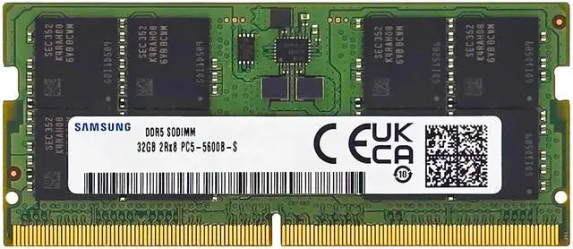 Main image of Samsung 32GB DDR5 5600MHz PC5-44800 CL46 SODIMM 2Rx8 Dual Rank 1.1V 262-Pin Laptop, Notebook RAM Memory