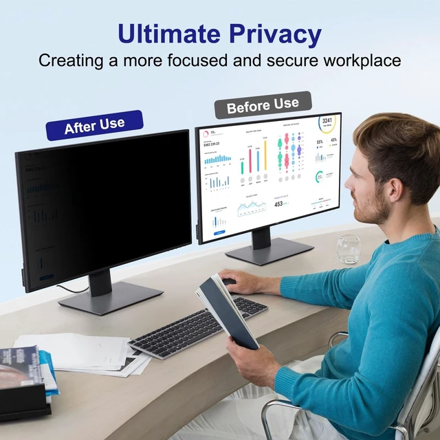 Alt view image 5 of 5 - LUSA DESIGN 23 Inch Privacy Screen for Computer Monitor 16:9 Aspect Ratio