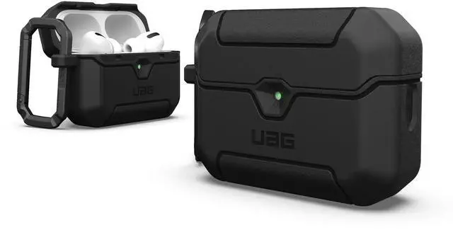 Main image of URBAN ARMOR GEAR UAG Designed for AirPods Pro 3rd Gen Case, Rugged Military Grade Drop Proof Protective Cover with Detachable Carabiner Clip & Secure Lip Closure, Scout Black