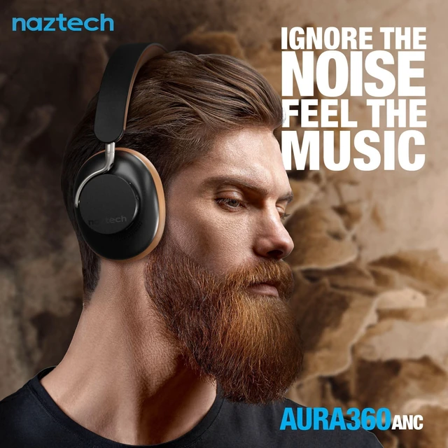 Alt view image 2 of 5 - Naztech Aura 360 - Vintage 24HR+ Talk Time w/ANC Over Ear Bluetooth Wireless Headphone Headphones for Travel and Leisure, Multipoint Connection Dual Voice Mic.