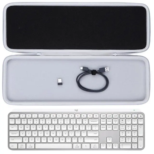 Alt view image 2 of 5 - Lebakort Hard Case Compatible with Logitech MX Keys S or MX Keys Advanced Keyboard (Pale Grey Case)
