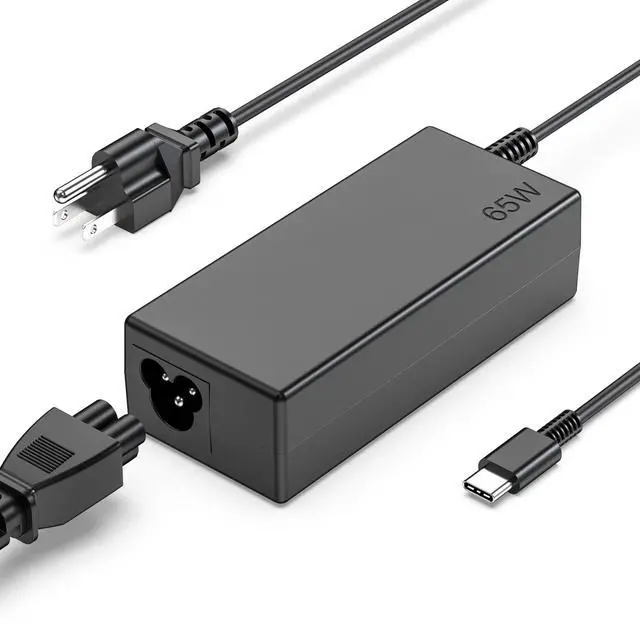 Main image of 65W USB C Chromebook Charger, USB-C Laptop Charger Replacement for Lenovo ThinkPad Yoga, HP Chromebook X360, Dell Latitude, Samsung, Acer, Asus, 10ft Type C Power Cord Adapter
